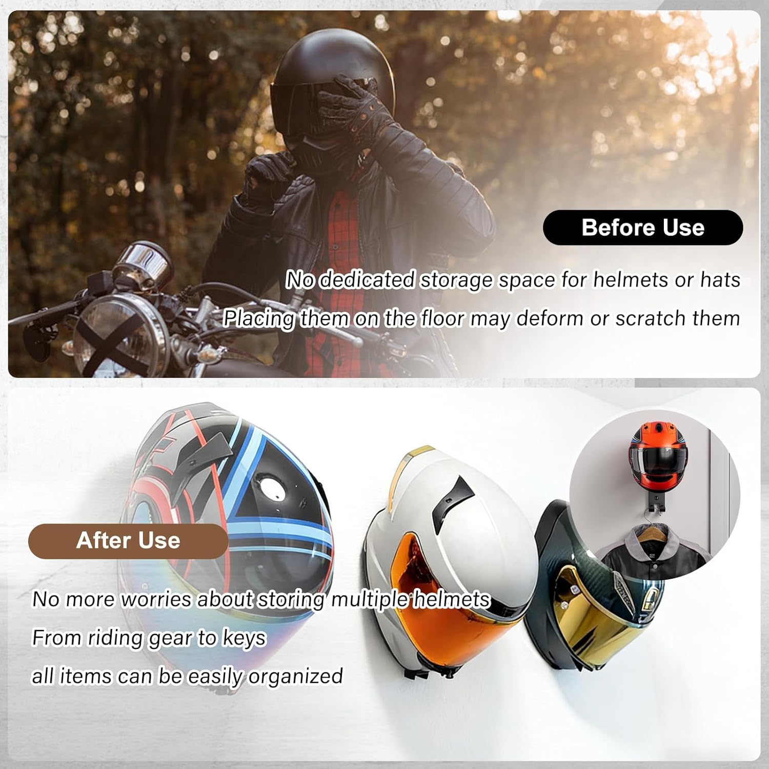Motosiklet Kaskı Askısı Duvar  - Cycling Gear Organizer Wall incelemesi ve fiyatı